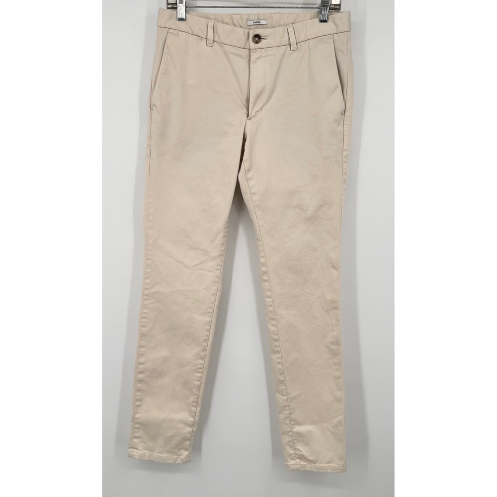 Mango MNG Barna Mens Slim Fit Chino Pants Beige Khaki Size 31 Cotton Twill